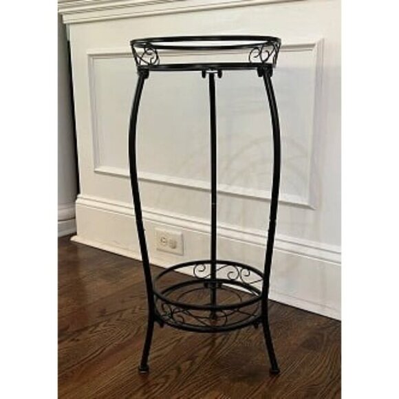 New Plant Stand Indoor Outdoor，Tall Black Metal Rustproof Stable Plant Stands - Picture 2 of 3